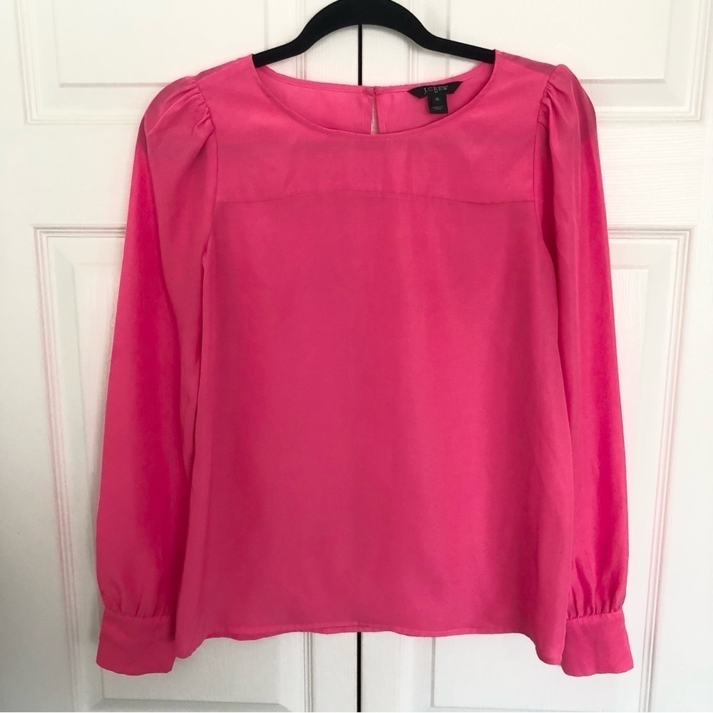 Hot Pink J Crew Long Sleeve Blouse Size XS